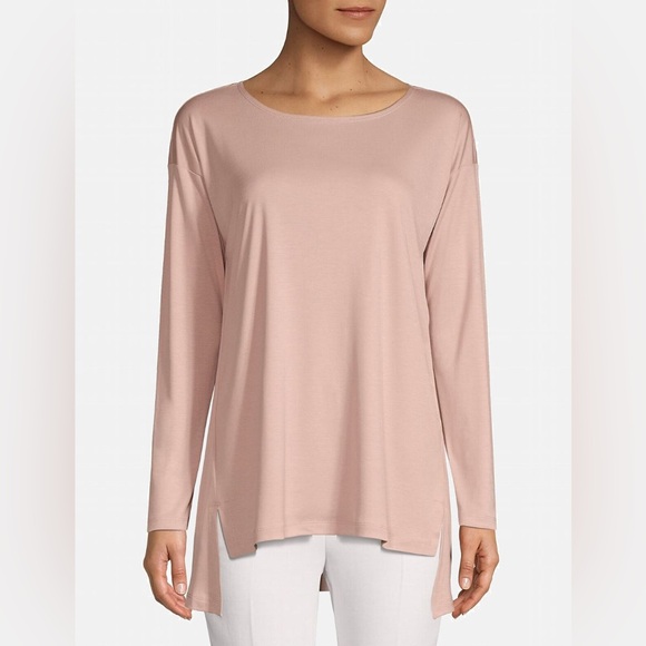 Eileen Fisher Tops - Eileen Fisher Tencel Interlock Ballet Neck Long Sleeve Tee